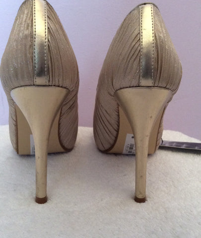 Brand New Julien Macdonald Gold Peeptoe Heels Size 4/37 - Whispers Dress Agency - Sold - 3