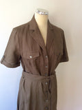 BRAND NEW LAURA ASHLEY BROWN LINEN BELTED SHIRT DRESS SIZE 14 - Whispers Dress Agency - Womens Dresses - 2