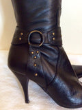 Russo Black Leather Studded Trim Heeled Boots Size 5/38 - Whispers Dress Agency - Sold - 6