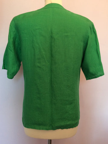 Vintage Jaeger Green Linen V Neck Top Size 34" Approx 10/12 - Whispers Dress Agency - Womens Vintage - 2