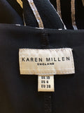 KAREN MILLEN SILK BLACK & SILVER GREY STRIPED TOP & SKIRT SIZE 10 - Whispers Dress Agency - Womens Dresses - 4