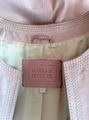 MARKS & SPENCER PALE PINK SUEDE BOX JACKET SIZE 16 - Whispers Dress Agency - Womens Coats & Jackets - 4
