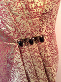 Monsoon Rose Pink & Pale Gold Print Strappy / Strapless Dress Size 18 - Whispers Dress Agency - Womens Dresses - 2