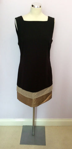 Brand New Zara Black & Gold Trim Shift Dress Size L - Whispers Dress Agency - Sold - 1