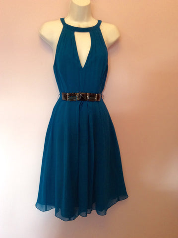 Ted Baker Turquoise Blue Silk Dress Size 1 UK 8 - Whispers Dress Agency - Sold - 1