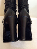 Faith Black Leather Calf Length Boots Size 8/42 - Whispers Dress Agency - Womens Boots - 5