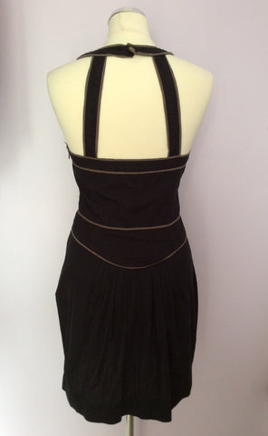 French Connection Black & Brown Trim Dress Size 8 - Whispers Dress Agency - Womens Dresses - 3