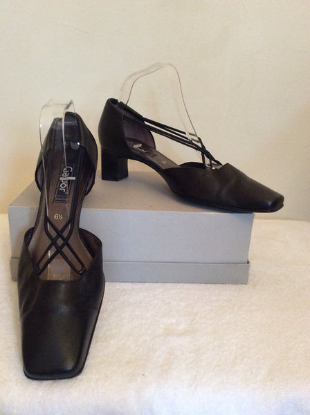 Gabor Black Leather Elasticated Strap Heels Size 6.5/39.5 - Whispers Dress Agency - Sold - 1