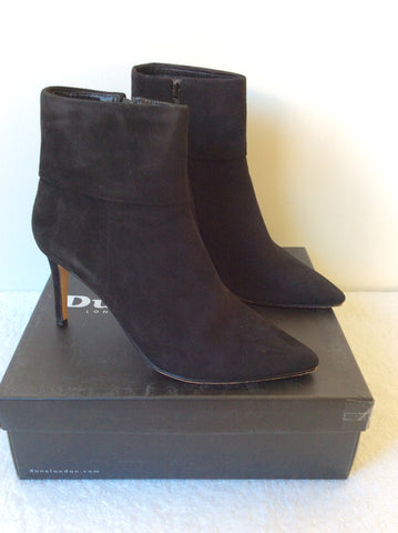 DUNE BLACK SUEDE FOLDED PLAIN DRESSY ANKLE BOOT SIZE 6/39 - Whispers Dress Agency - Sold - 2