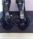 Roland Cartier Black Satin Diamante Bow Trim Peeptoe Heels Size 4.5/37.5 - Whispers Dress Agency - Sold - 2