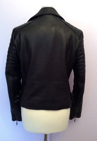 Reiss Black Soft Leather 'Topaz' Biker Jacket Size M - Whispers Dress Agency - Sold - 10