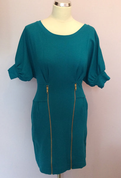 Brand New French Connection Turquoise Zip Trim Dress Size 12 - Whispers Dress Agency - Womens Dresses - 1