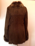 Emma Somerset Dark Brown Sheepskin Fur Lined Jacket Size 36 UK 12 - Whispers Dress Agency - Womens Coats & Jackets - 4
