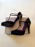 FAITH BLACK SUEDE & PATENT LEATHER T BAR HEELS Size 6/39 - Whispers Dress Agency - Womens Heels - 4