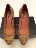 Paul Smith Tan Brown Swirl Woven Apple & Amber Weave Heels Size 7/40 - Whispers Dress Agency - Sold - 2