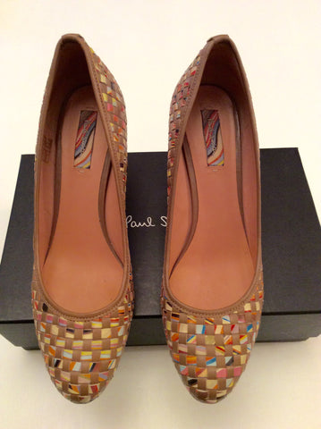 Paul Smith Tan Brown Swirl Woven Apple & Amber Weave Heels Size 7/40 - Whispers Dress Agency - Sold - 2
