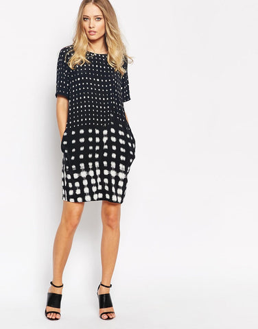 Whistles Shibori Black & White Spot Dress Size 12 - Whispers Dress Agency - Sold - 1
