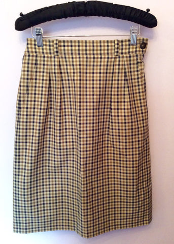 Aquascutum Beige, Brown & Blue Check Pencil Skirt Size 10 - Whispers Dress Agency - Sold - 1