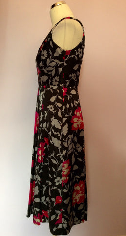 Monsoon Black, Silver & Pink Floral Silk Dress Size 10 - Whispers Dress Agency - Womens Dresses - 2