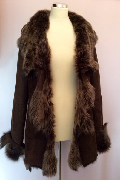 Emma Somerset Dark Brown Sheepskin Fur Lined Jacket Size 36 UK 12 - Whispers Dress Agency - Womens Coats & Jackets - 1