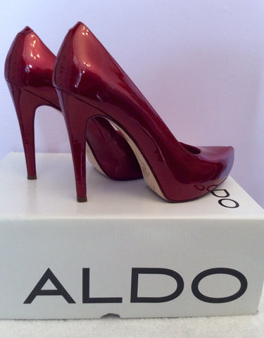 Aldo Dark Red Patent Leather Platform Sole Heels Size 5/38 - Whispers Dress Agency - Sold - 3