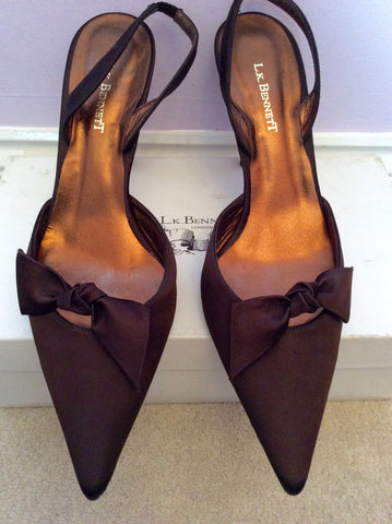 LK Bennett Brown Satin Slingback Heels Size 7.5/41 - Whispers Dress Agency - Sold - 1