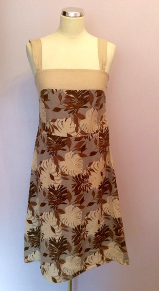 August Silk Floral Print Linen Dress Size 12 - Whispers Dress Agency - Womens Dresses - 1