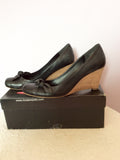Moda In Pelle Black Leather Wedge Heels Size 7/40 - Whispers Dress Agency - Womens Wedges - 1