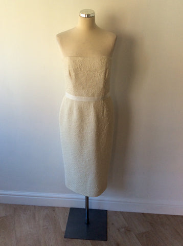 JAEGER IVORY STRAPLESS PENCIL DRESS SIZE 12 - Whispers Dress Agency - Womens Dresses - 1