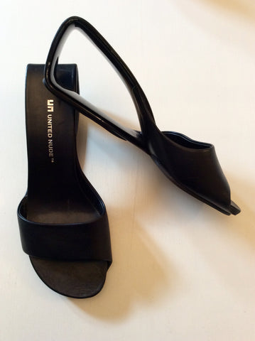 UNITED NUDE MÖBIUS BLACK LEATHER SLIP ON MULES SIZE 6.5/40 - Whispers Dress Agency - Sold - 2