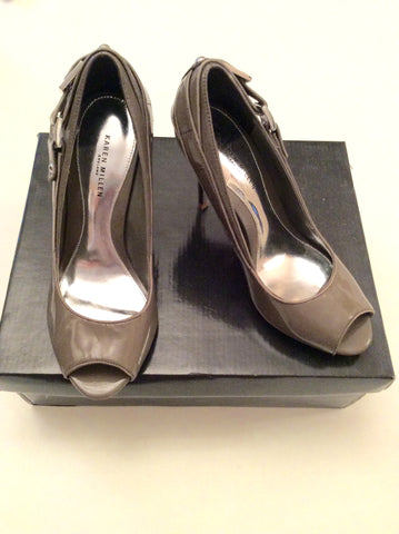 Brand New Karen Millen Taupe Peeptoe Leather Heels Size 4/37 - Whispers Dress Agency - Sold - 1
