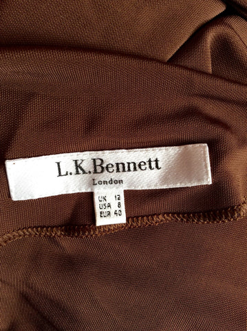 LK Bennett Brown Tann Drape Dress Size 12 - Whispers Dress Agency - Sold - 4