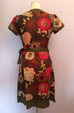 Kushi Brown & Pink Floral Print Wrap Dress Size 10 - Whispers Dress Agency - Womens Dresses - 2