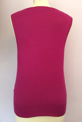 LK Bennett Fuchsia Pink Fine Knit Sleeveless Top Size L - Whispers Dress Agency - Womens Tops - 3