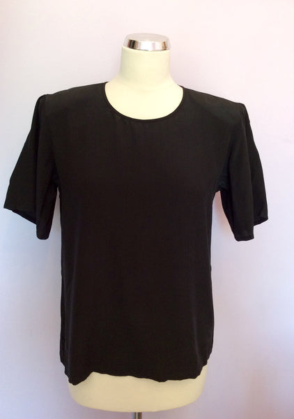 Vintage Jaeger Black Silk Short Sleeve Top Size Approx 10 - Whispers Dress Agency - Sold - 1
