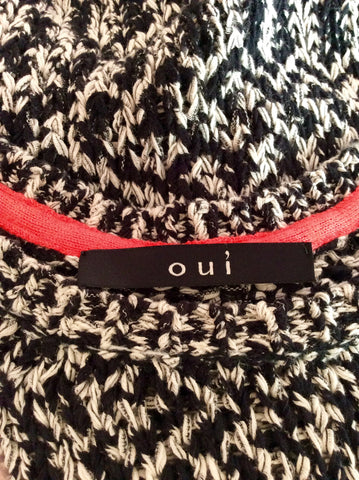 Oui Black & White Knit Jumper With Neon Pink & White Cuffs Size 14 - Whispers Dress Agency - Womens Knitwear - 3