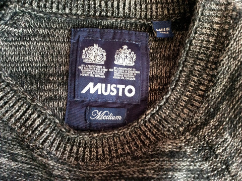 Musto Black & Grey Weave Cotton Crew Neck Jumper Size M - Whispers Dress Agency - Sold - 3