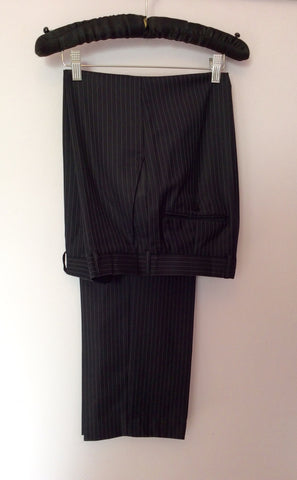 Racing Green Navy Blue Pinstripe Wool Suit Size 40L/ 34L - Whispers Dress Agency - Mens Suits & Tailoring - 5