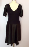 Betty Jackson Black Fine Knit & Satin Dress Size 12 - Whispers Dress Agency - Womens Dresses - 1