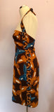 Maska Brown & Blue Butterfly Print Halterneck Pencil Dress Size 8/10 - Whispers Dress Agency - Womens Dresses - 2