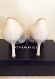 Chanel White & Beige Trim Leather Heels Size 7.5/40.5 - Whispers Dress Agency - Sold - 6