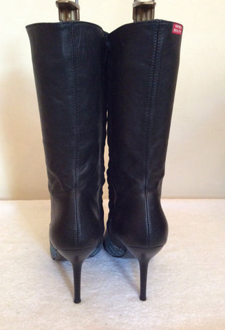 Miss Sixty Black Leather Calf Length Boots Size 5/38 - Whispers Dress Agency - Womens Boots - 4