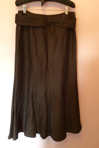 Jaeger Dark Brown Tie Belt Long Skirt Size 12 - Whispers Dress Agency - Womens Skirts - 2