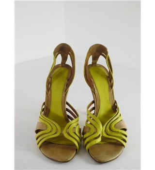 Alexander McQueen Beige & Lime Yellow Heels Size 4/37 - Whispers Dress Agency - Womens Heels - 1