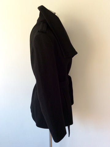 TED BAKER BLACK WOOL BLEND BELTED SHORT COAT SIZE 4 UK 12/14 - Whispers Dress Agency - Sold - 2