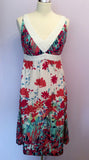 Monsoon White & Floral Print Cotton Summer Dress Size 12 - Whispers Dress Agency - Womens Dresses - 1