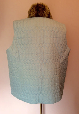 Liz Claibourne Light Blue Faux Fur Collar Gilet Size XXL - Whispers Dress Agency - Womens Gilets & Body Warmers - 2