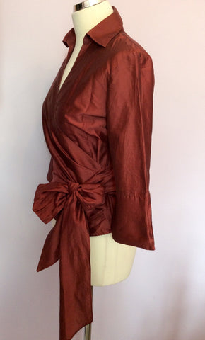Coast Rust Wrap Across Tie Belt Silk Top Size 10 - Whispers Dress Agency - Sold - 2