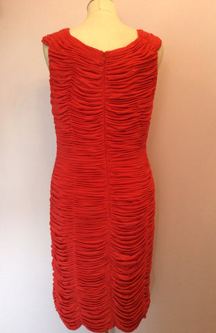 Sara Bernshaw Red Amelia Ruched Pleated Wiggle Dress Size 16 - Whispers Dress Agency - Sold - 4