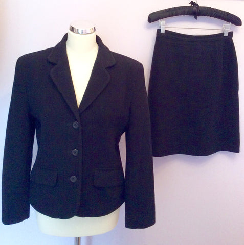 Marks & Spencer Black Wool Blend Skirt Suit Fit UK 8/10 - Whispers Dress Agency - Sold - 1